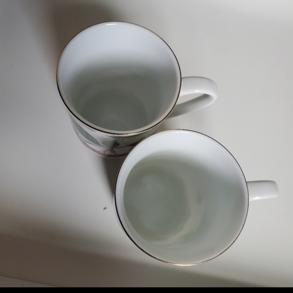Otagiri Japan Pair of Mugs Cherry Fruit Motif White Red Coffee Tea - Picture 3 of 5